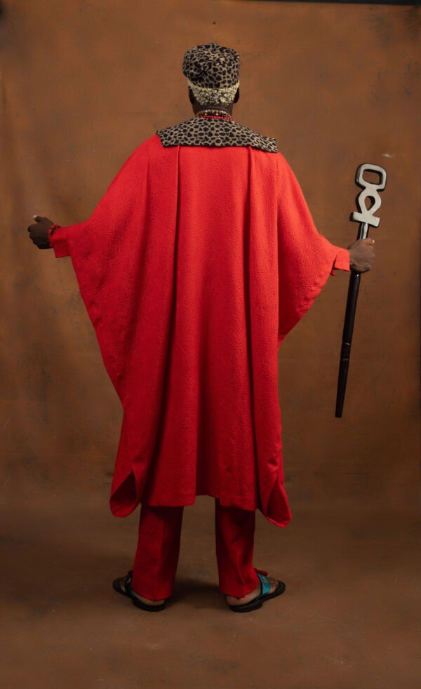 Red Strap Agbada With Sash - Image 3