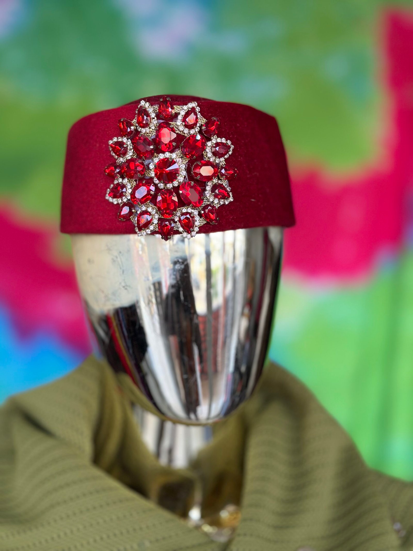 Red Crown Velvet Hat